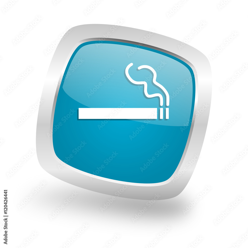 cigarette square blue glossy chrome silver metallic web icon cigarette square blue glossy chrome silver metallic web icon