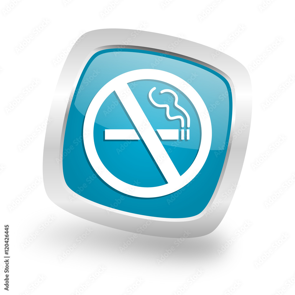 no smoking square blue glossy chrome silver metallic web icon no smoking square blue glossy chrome silver metallic web icon