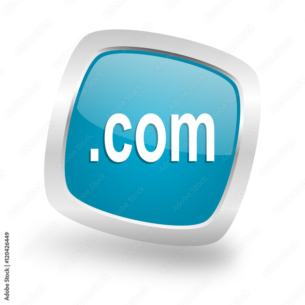 com square blue glossy chrome silver metallic web icon com square blue glossy chrome silver metallic web icon