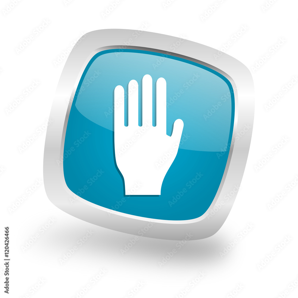 stop square blue glossy chrome silver metallic web icon stop square blue glossy chrome silver metallic web icon