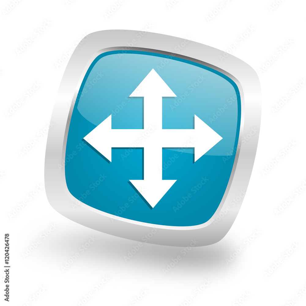 arrow square blue glossy chrome silver metallic web icon arrow square blue glossy chrome silver metallic web icon