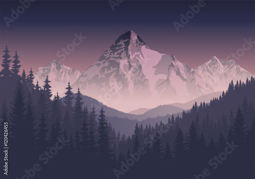 vector morning mountains landscape