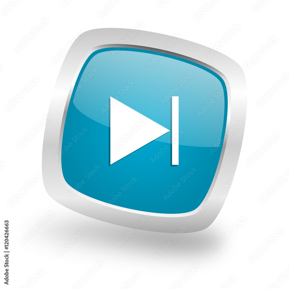 next square blue glossy chrome silver metallic web icon next square blue glossy chrome silver metallic web icon