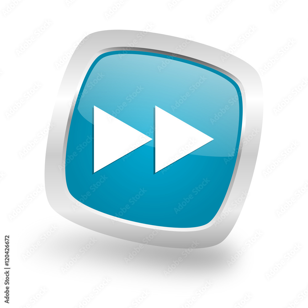 rewind square blue glossy chrome silver metallic web icon rewind square blue glossy chrome silver metallic web icon