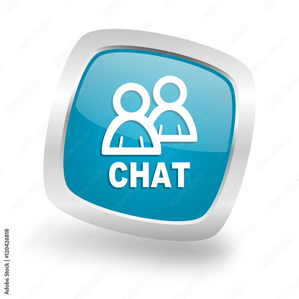 chat square blue glossy chrome silver metallic web icon chat square blue glossy chrome silver metallic web icon