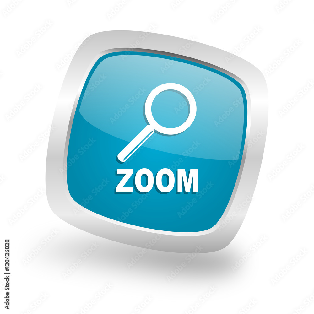 zoom square blue glossy chrome silver metallic web icon zoom square blue glossy chrome silver metallic web icon