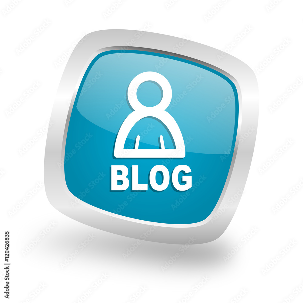 blog square blue glossy chrome silver metallic web icon blog square blue glossy chrome silver metallic web icon