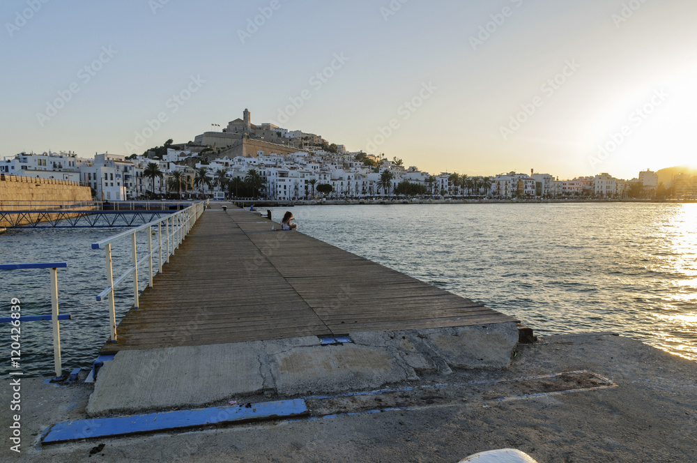 view of the ancient city of Port
Ibiza, Spain