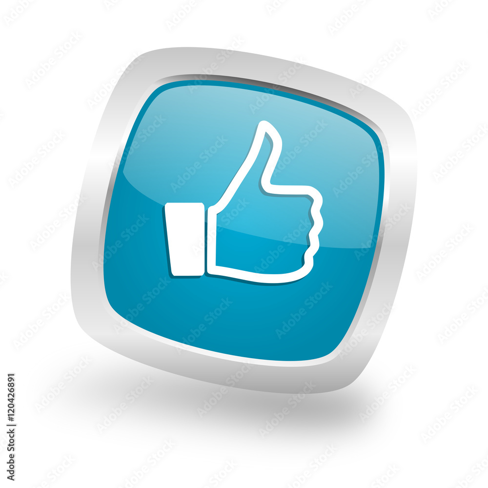 like square blue glossy chrome silver metallic web icon like square blue glossy chrome silver metallic web icon