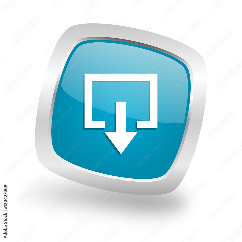 exit square blue glossy chrome silver metallic web icon exit square blue glossy chrome silver metallic web icon