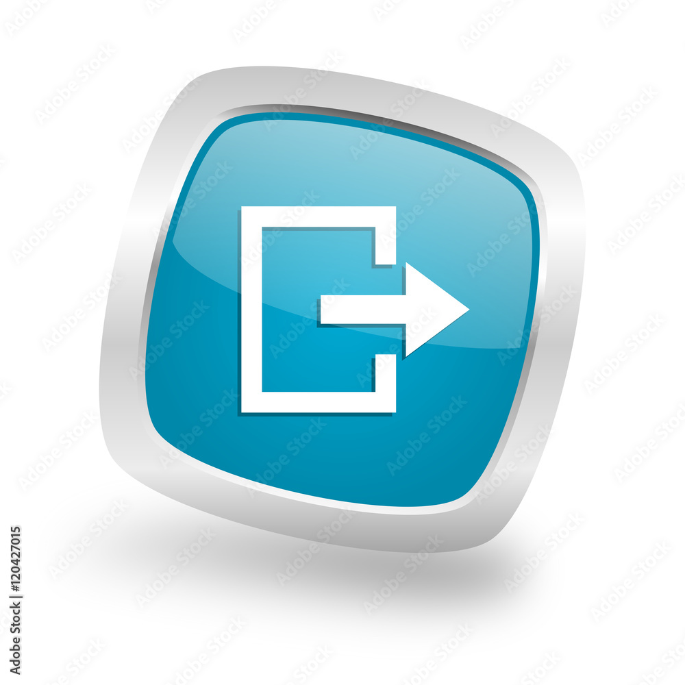 exit square blue glossy chrome silver metallic web icon exit square blue glossy chrome silver metallic web icon