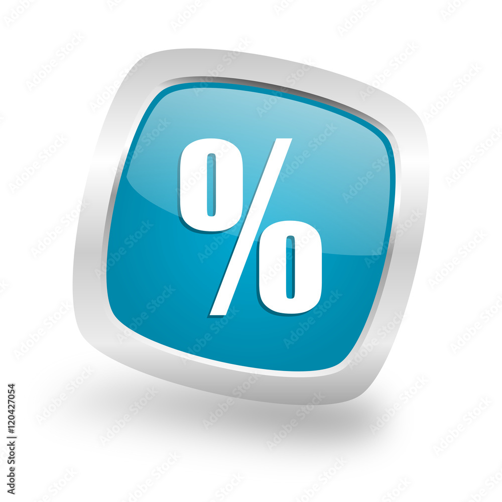 percent square blue glossy chrome silver metallic web icon percent square blue glossy chrome silver metallic web icon