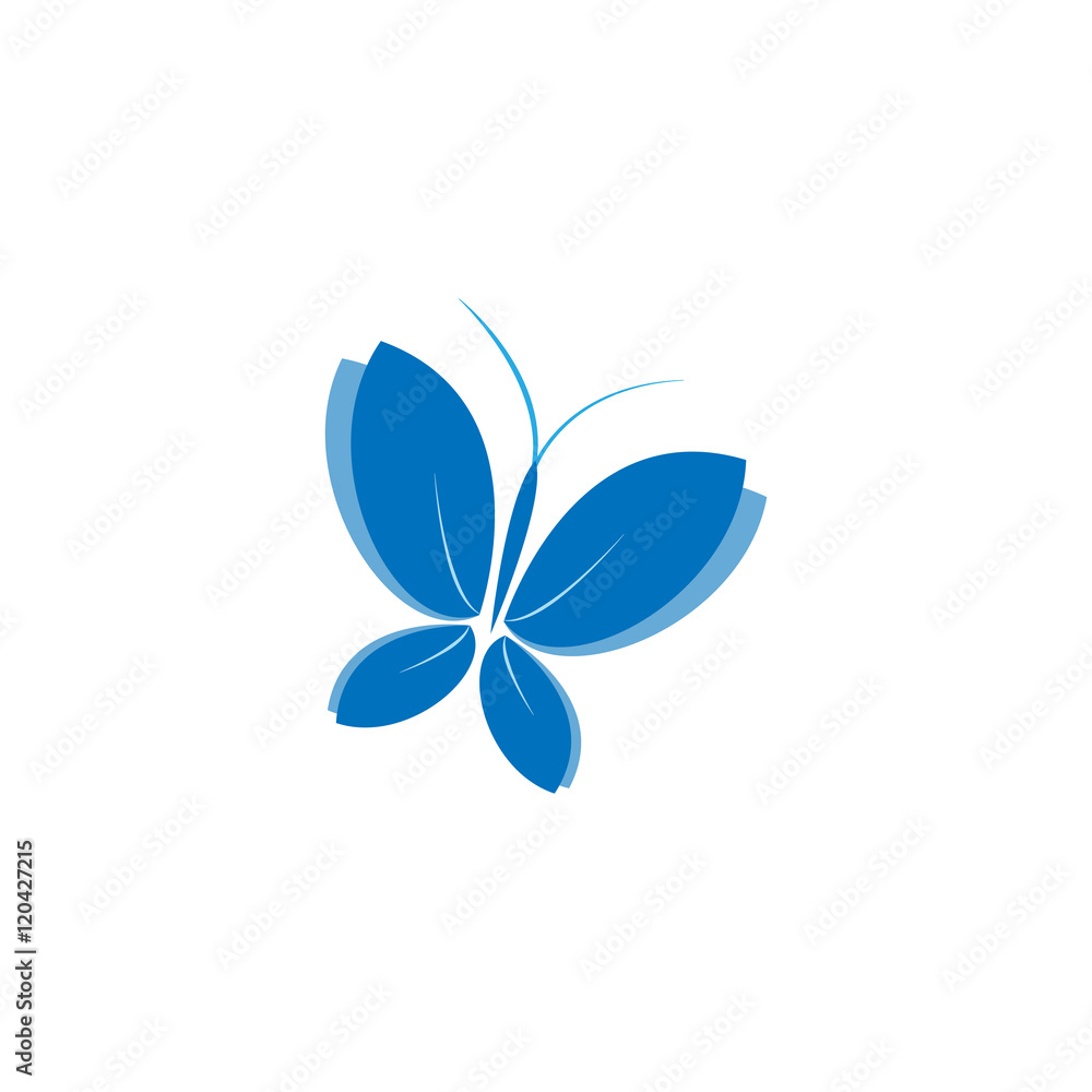 Eco blue icon symbol of a butterfly Eco blue icon symbol of a butterfly