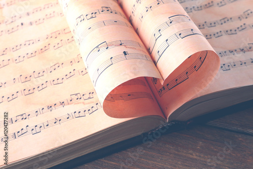 Heart shaped music notes sh...