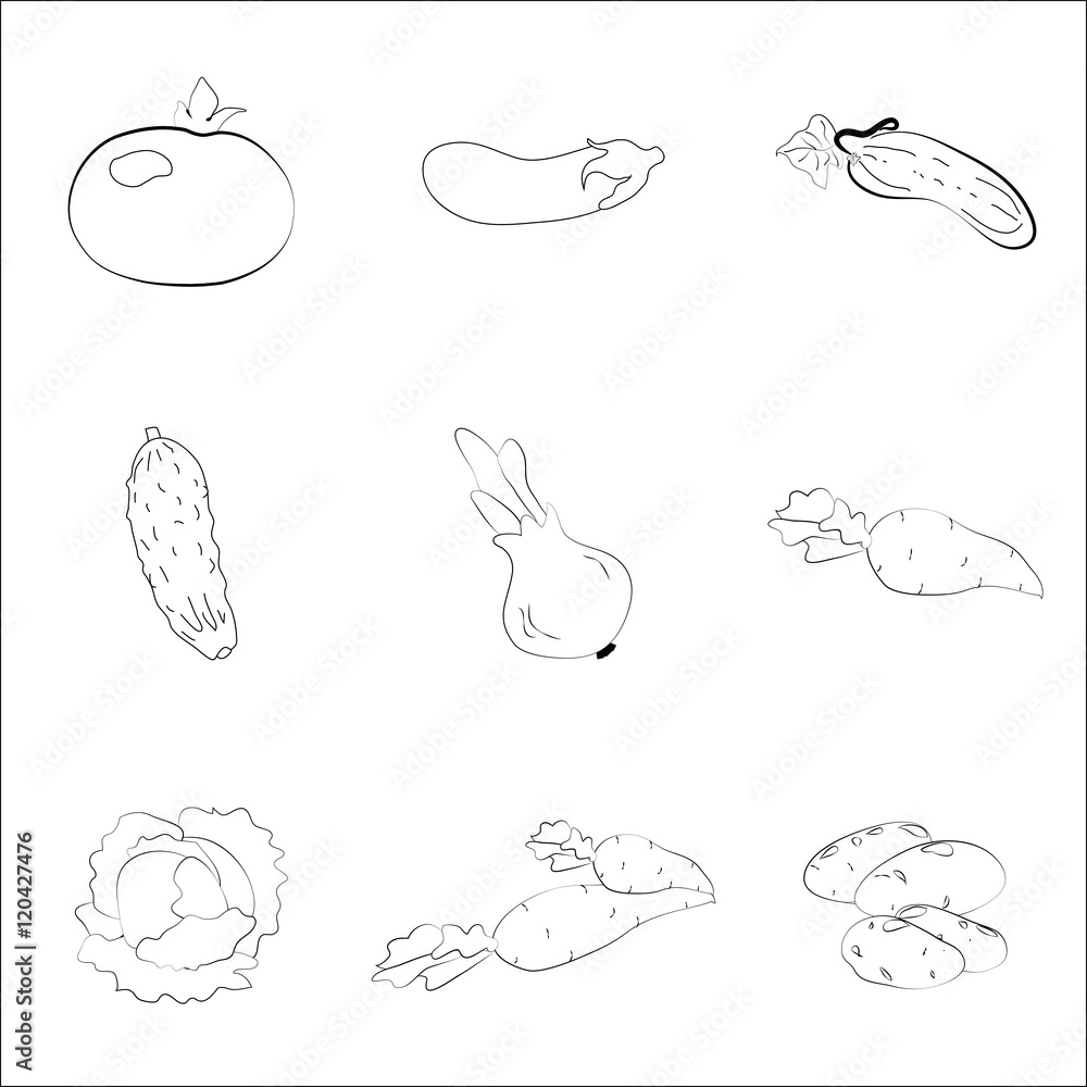 set pattern with vegetables on the background, natural food, stock vector. Modern stylish abstract texture. Template for prints, textile, wrapping and decoration, wallpaper. Vector illustration set pattern with vegetables on the background, natural food, stock vector. Modern stylish abstract texture. Template for prints, textile, wrapping and decoration, wallpaper. Vector illustration