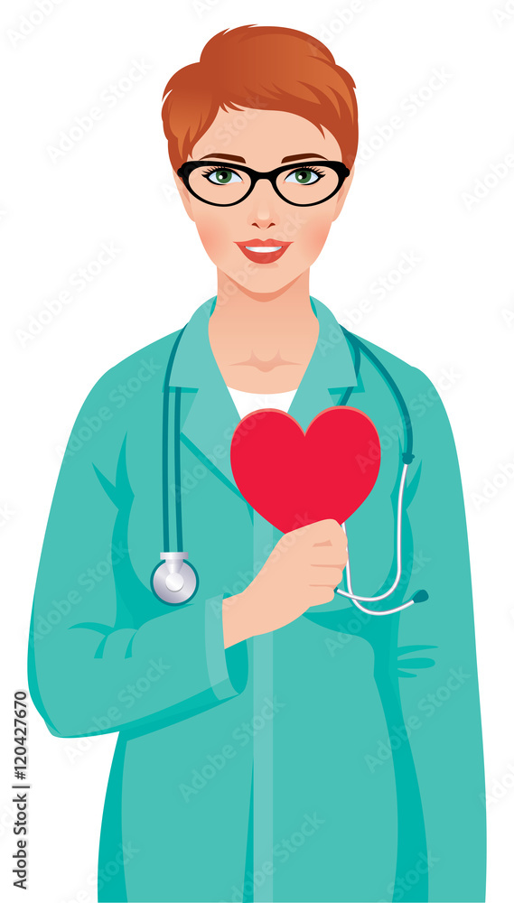 Young woman doctor wearing glasses in medical uniform with steth Young woman doctor wearing glasses in medical uniform with steth