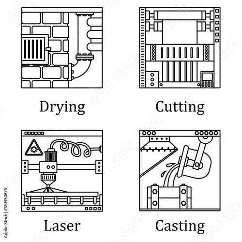 a set of four images of technological manufactures chemical or h