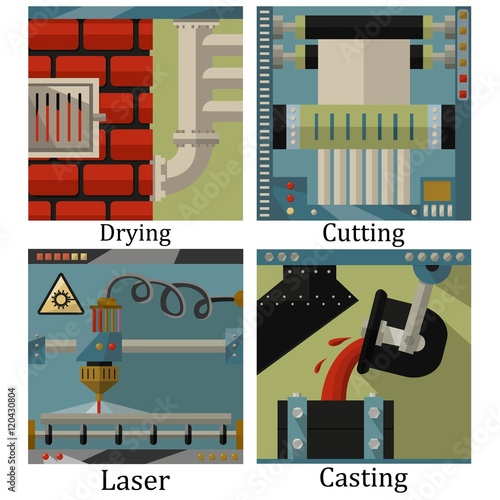 a set of four images of technological manufactures chemical or h