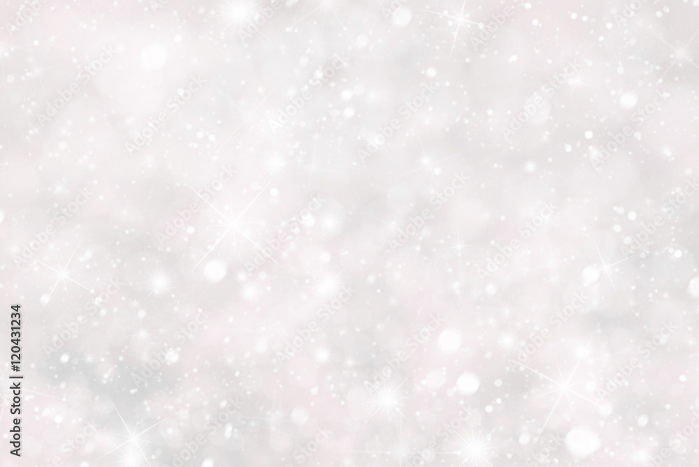 Christmas Background With Snwoflakes, Bokeh And Stars, Pink Color