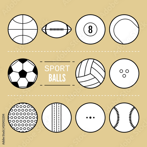 Set of sport balls for games. Flat icons  sports equipment.