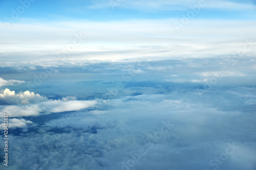 clouds. view from the window of an airplane flying in the clouds