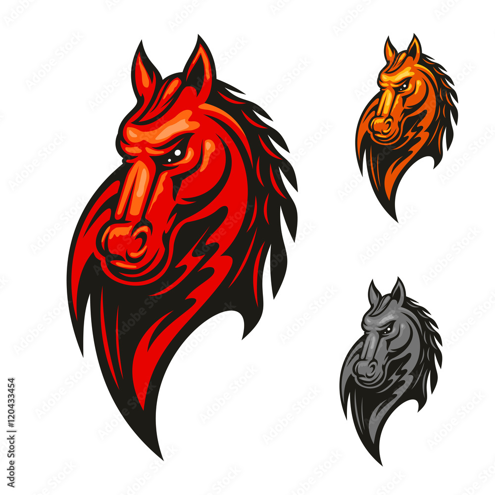 Fototapeta premium Flaming horse head for sporting mascot design