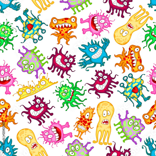 Funny monsters  aliens  beasts seamless pattern
