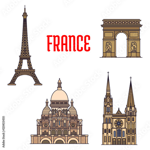 Architectural travel landmarks of France icon