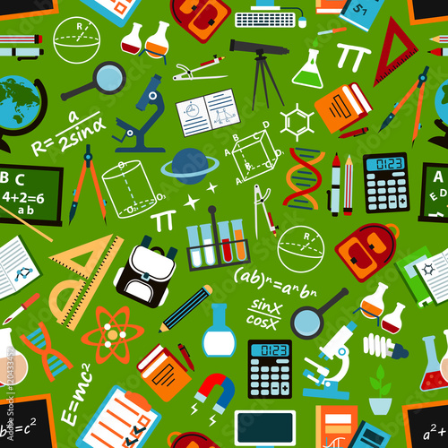 School, education and science seamless pattern