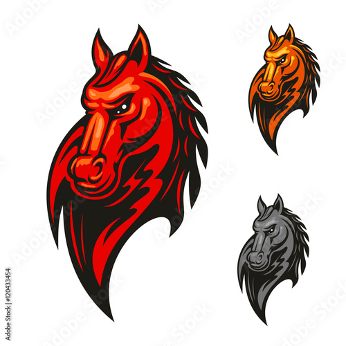 Flaming horse head for sporting mascot design