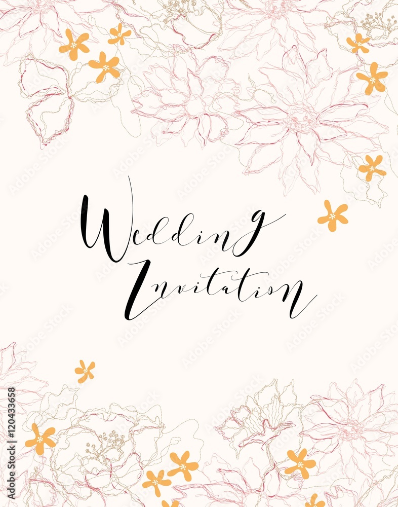 Wedding card or invitation with Elegant floral background Wedding card or invitation with Elegant floral background