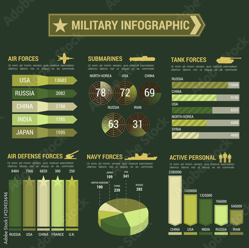 Military forces infographic placard template
