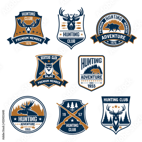 Hunting sport club icons and emblems