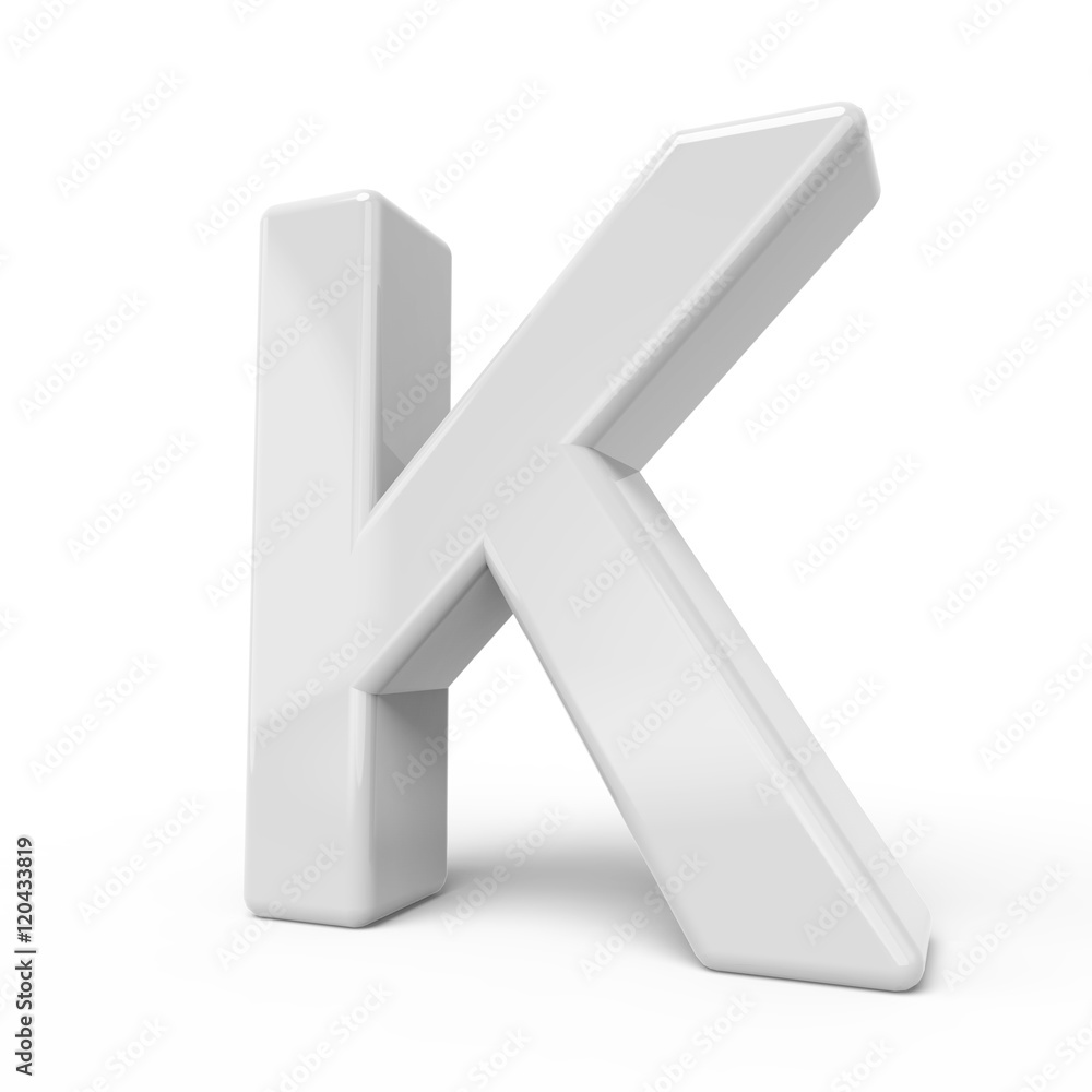 3D rendering white letter K 3D rendering white letter K