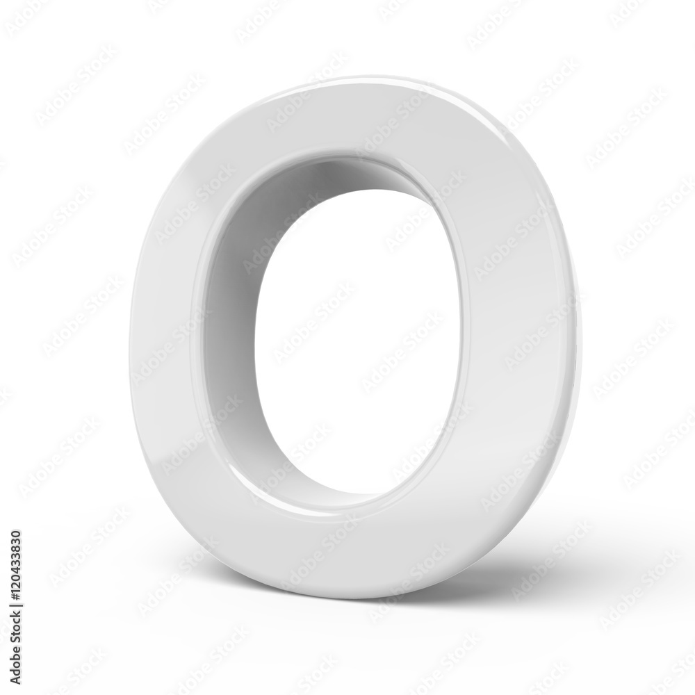 3D rendering white letter O 3D rendering white letter O