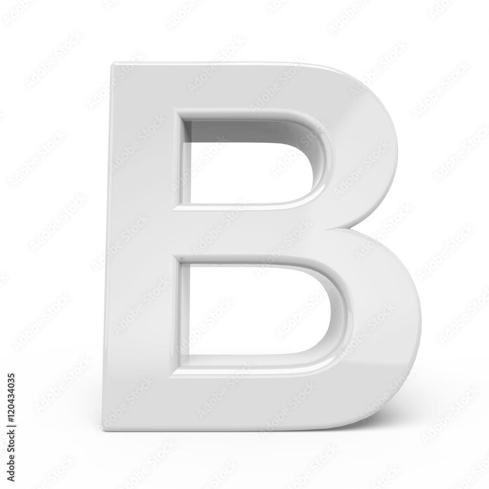 3D rendering white letter B 3D rendering white letter B