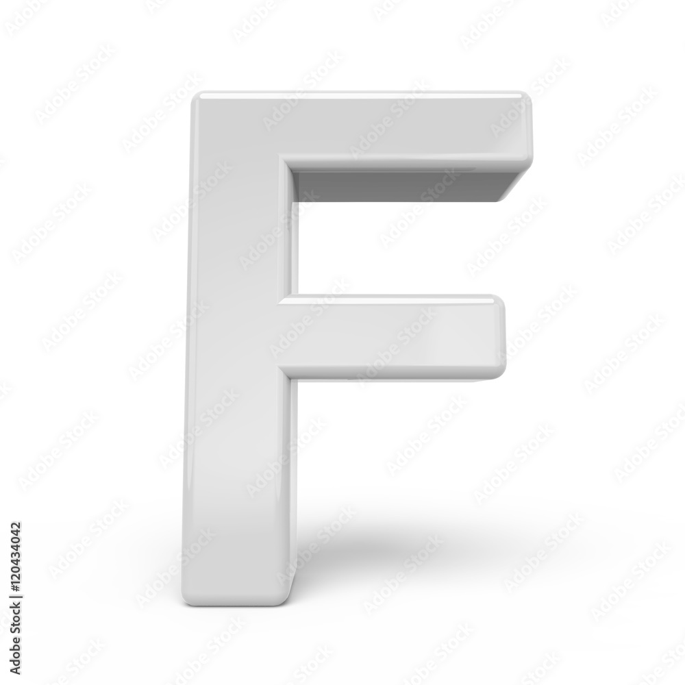 3D rendering white letter F 3D rendering white letter F