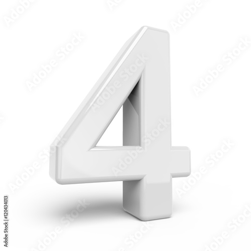 3D rendering white number 4