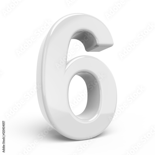 3D rendering white number 6