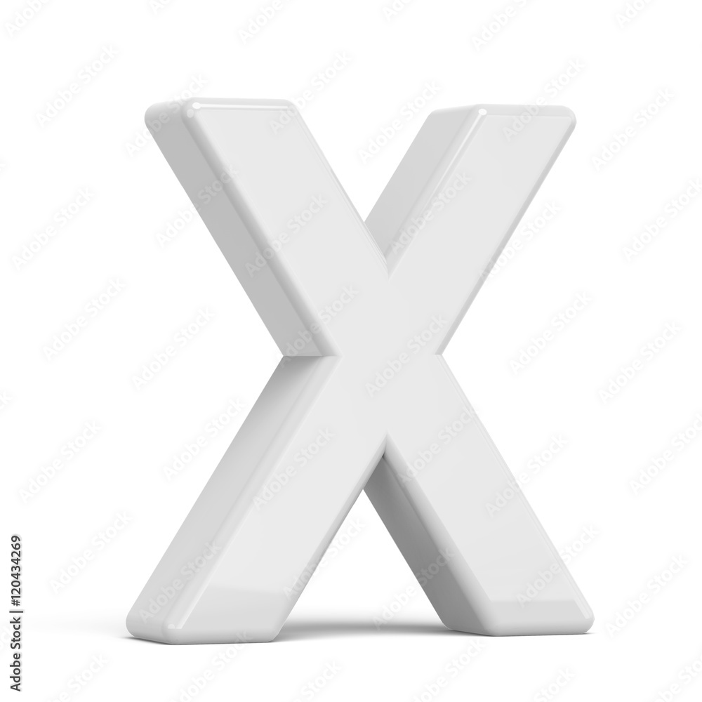 3D rendering white letter X 3D rendering white letter X