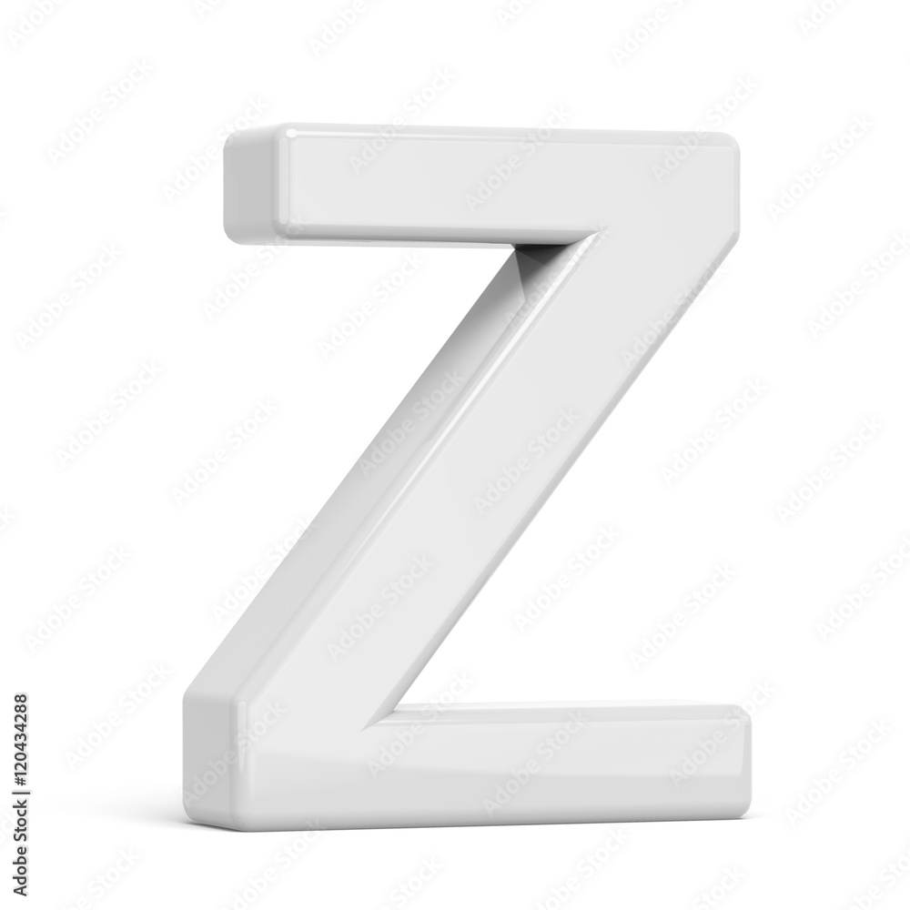 3D rendering white letter Z 3D rendering white letter Z