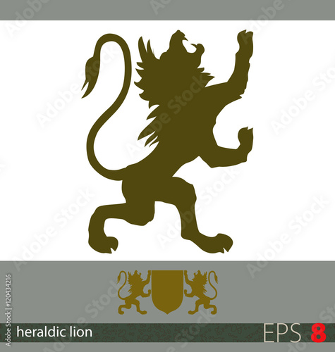 Hand drawn heraldic lion. Element for crest design  logo  t-shirt  bag  tattoo etc.