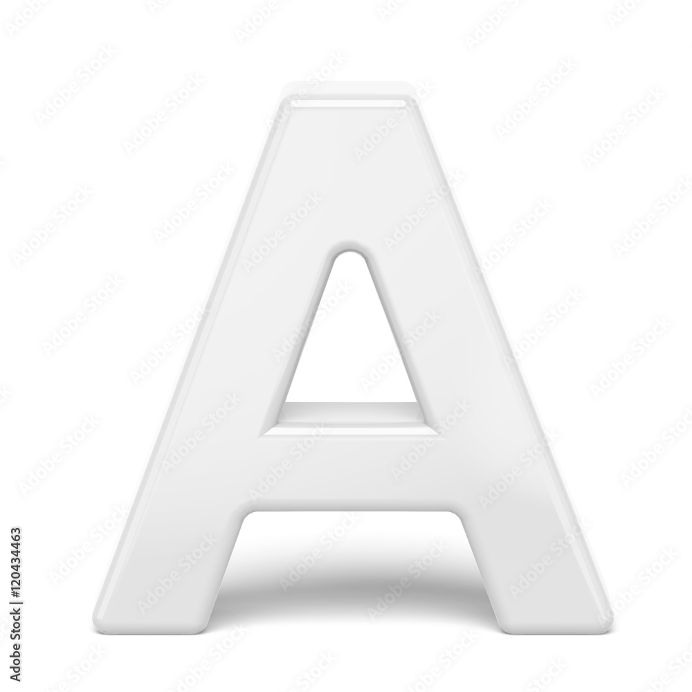 3D rendering white letter A 3D rendering white letter A