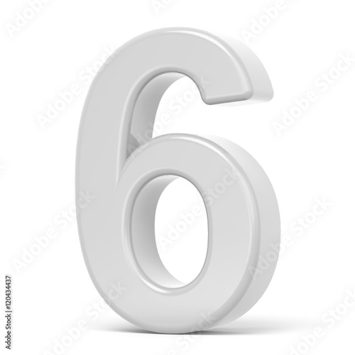 3D rendering white number 6