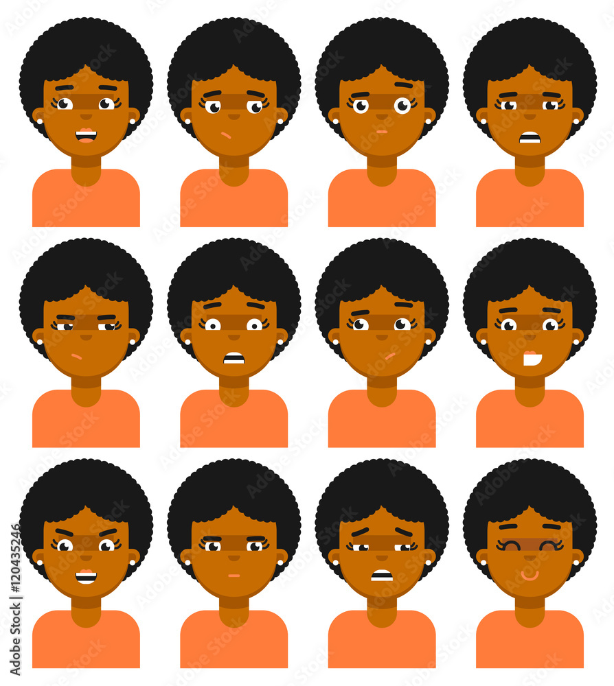 Female face emotional icon isolated on white background vector illustration Female face emotional icon isolated on white background vector illustration