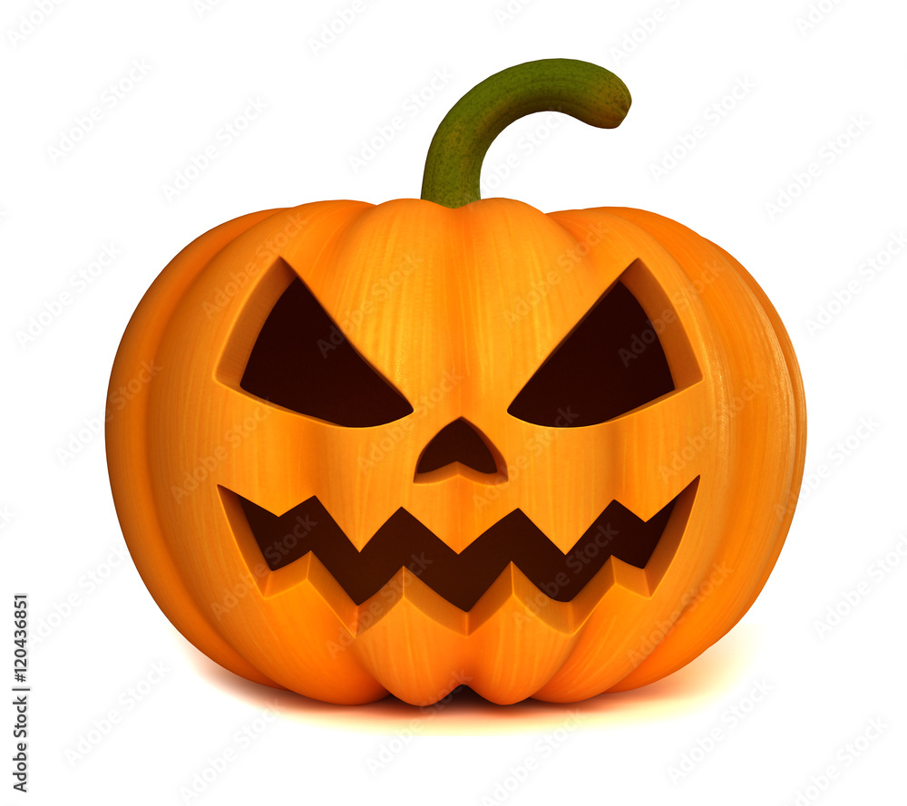 Pumpkin for Halloween on a white background. 3D render illustra Pumpkin for Halloween on a white background. 3D render illustra