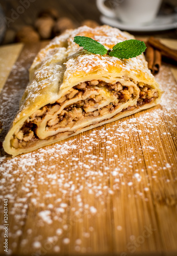 Traditional apple strudel photo