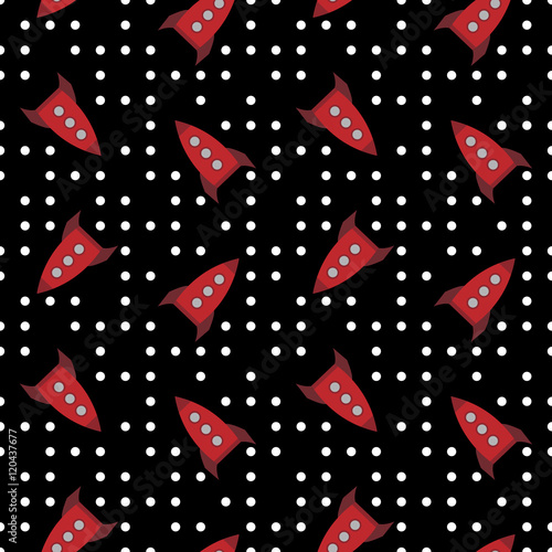 Cartoon retro on black background - seamless texture.
