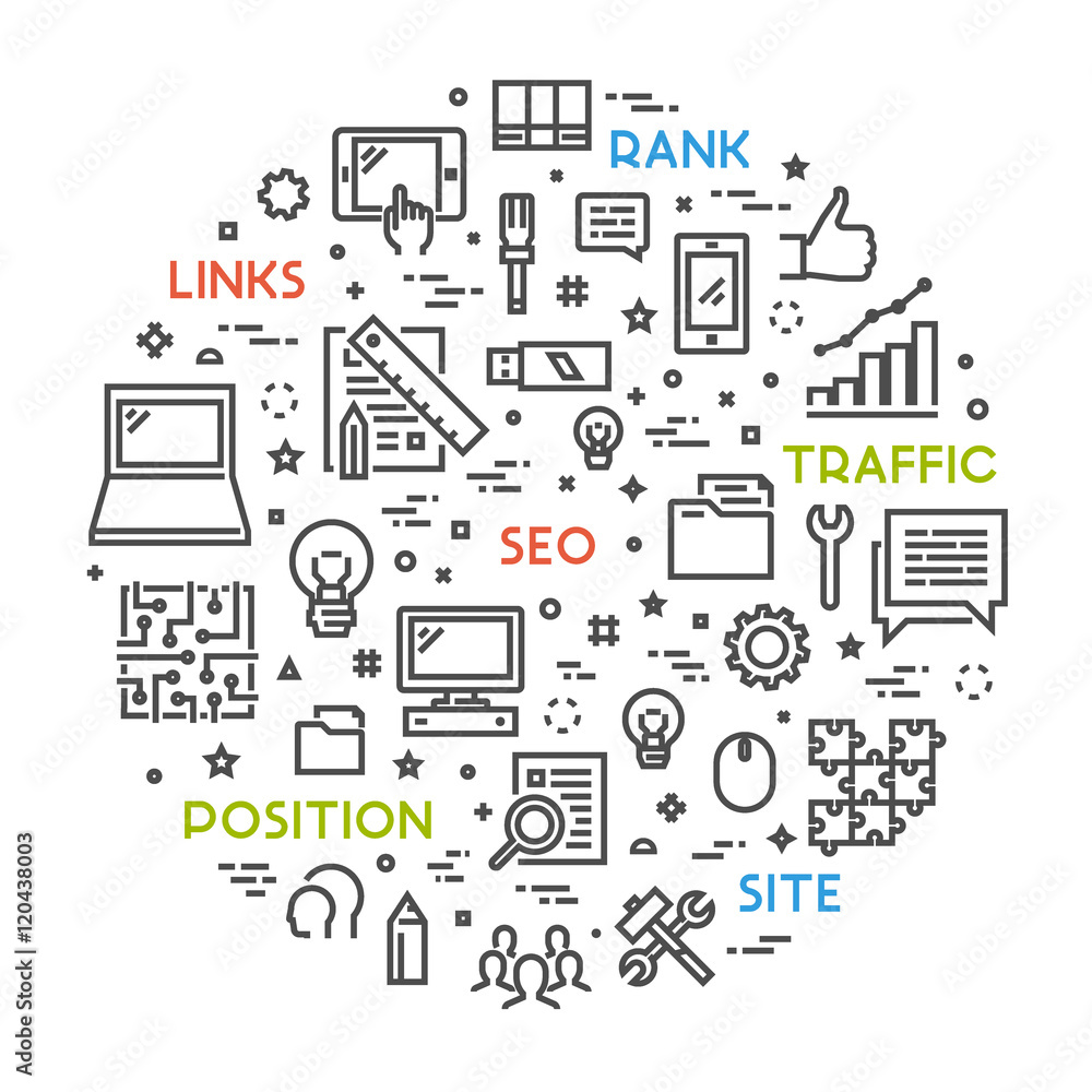 Line concept for search engine optimization Line concept for search engine optimization