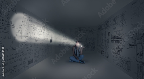 Young girl in center of a room